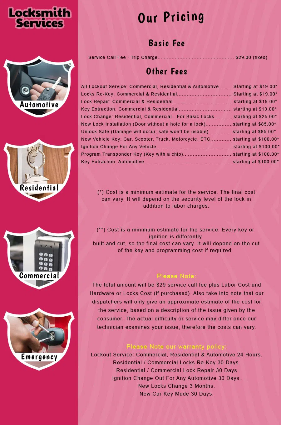 Westfield Locksmith Store Westfield, NJ 908-314-4302 - price-list-c-18